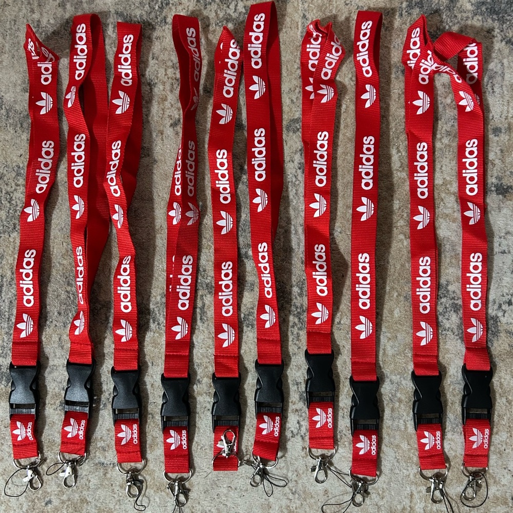 adidas Red and White Logo Lanyards - Set of 10